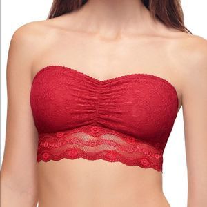 Red Lace Bandeau & Bikini Set by b.tempt’d